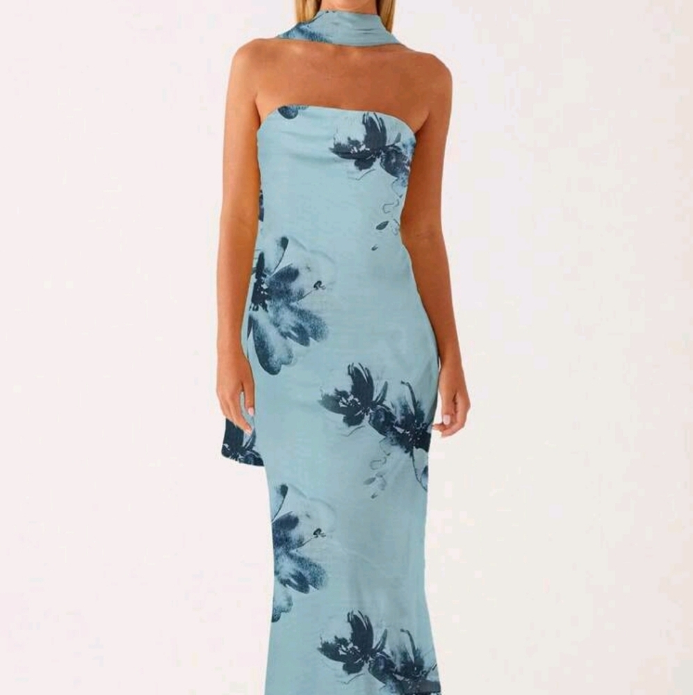 Womens Floral Strapless Dress Backless Sleeveless Tube Maxi Long Dresses
